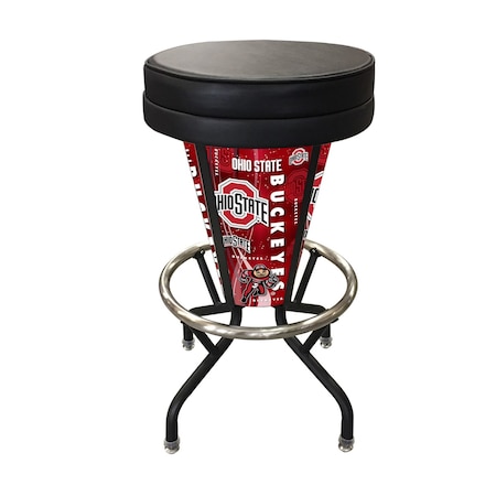 Holland Bar Stool Co. Lighted Ohio State 30" Swivel Bar Stool L500030OhioStBlkVinyl